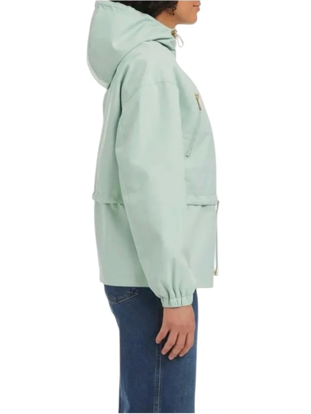 KATE SPADE NEW YORK Crop Hooded Rain Jacket - Frosted Aqua Size L
